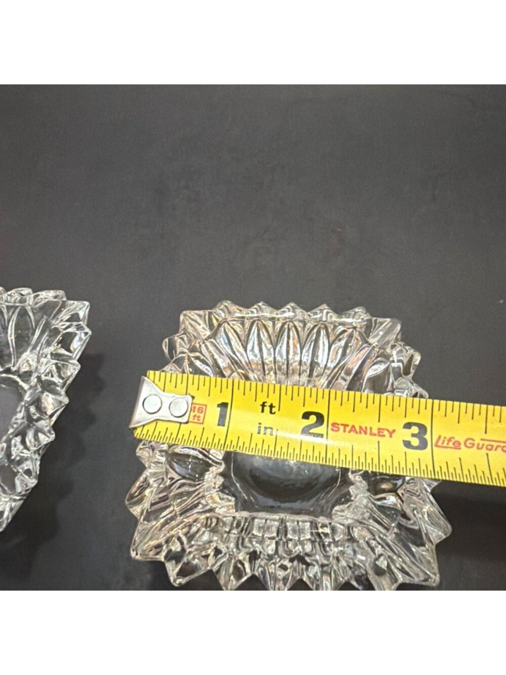 Crystal Glass Cut Square Ashtray Pair Set Trinket Dish MCM Europe W Germany VTG - Picture 10 of 11